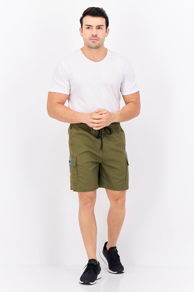 brooklyn Men 7 Inseam Graphic Print Basic Shorts, Olive - Image 4